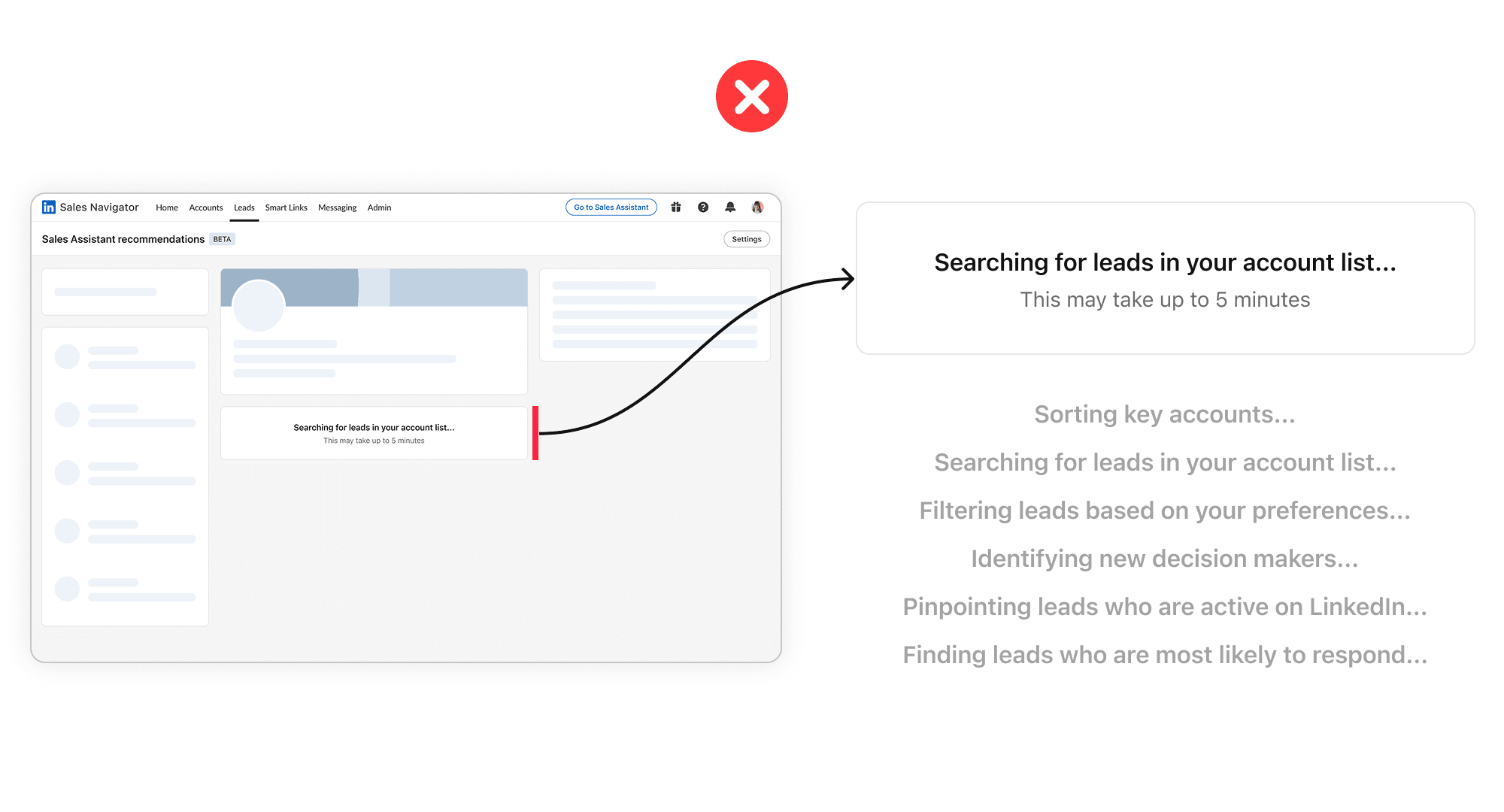 Before: generic skeleton loader with no progress signal